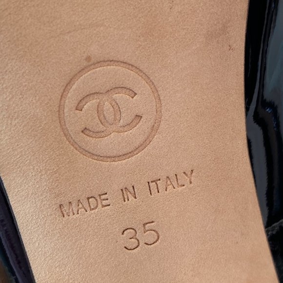 Chanel Two Tone Patent Leather Pumps - Picture 9 of 14